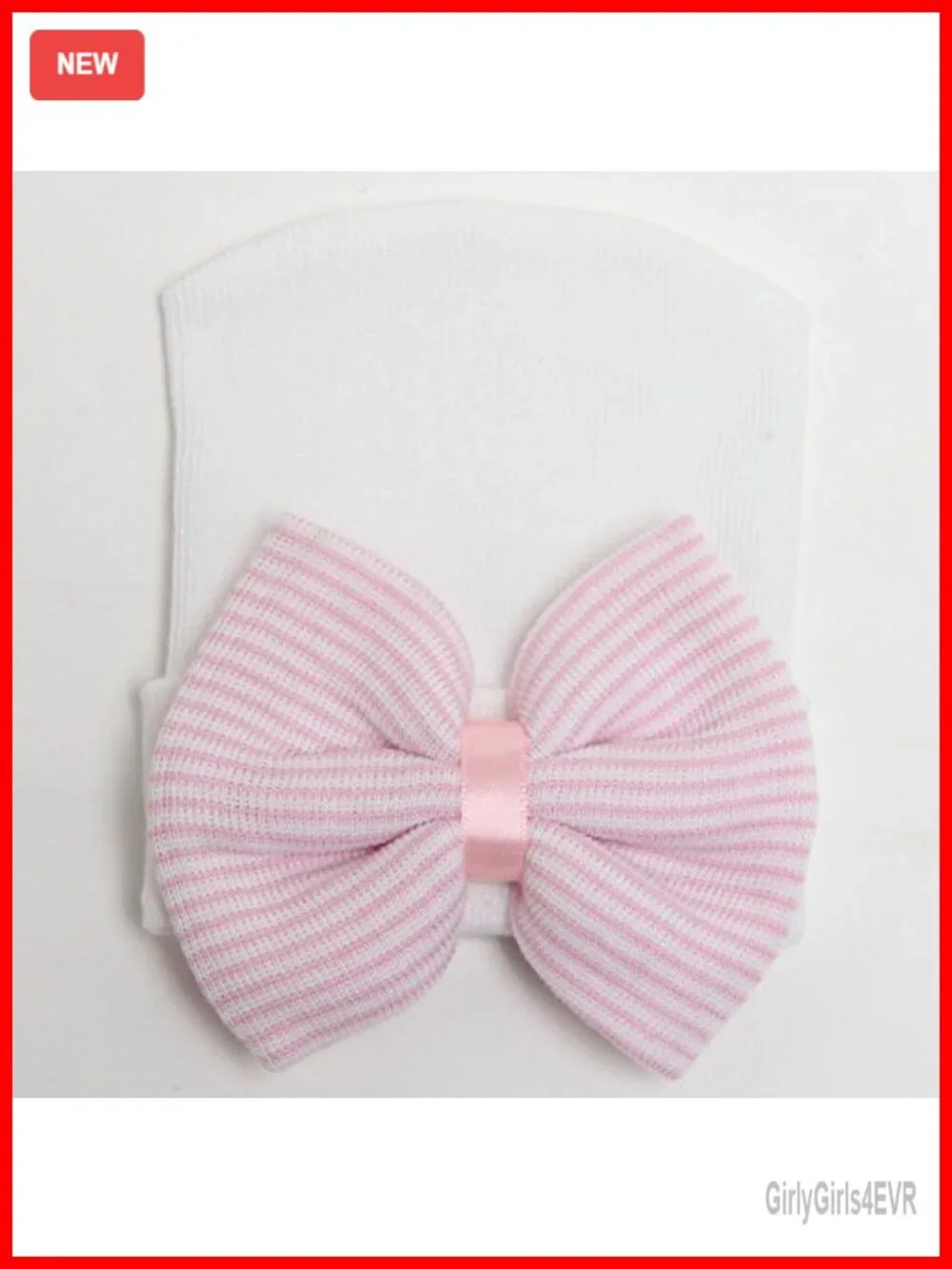 Newborn Hospital Hat with Bow Cotton Infant Beanie & Mittens 0-3 Months